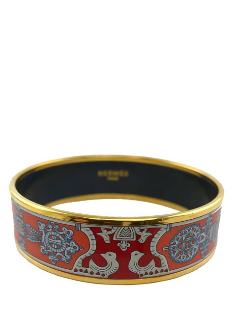 hermes 65 wide silver printed enamel bracelet bangle|hermes leather h bracelet.